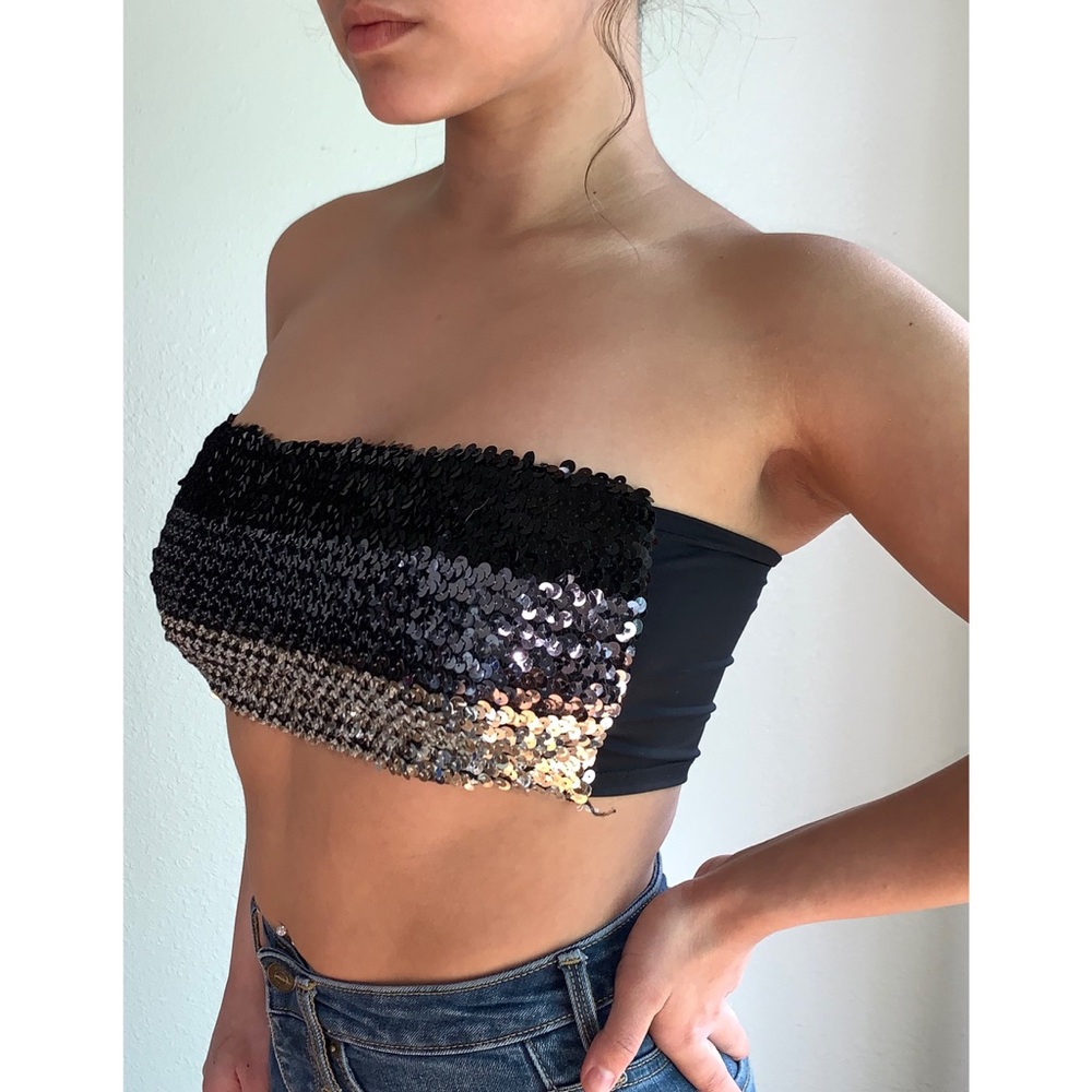 Black and Silver Sequin Bandeau